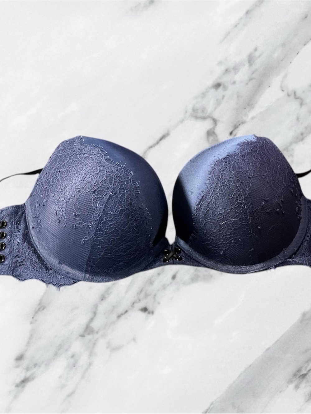 Victoria's Secret Lace-Trim Push-Up Bra in Navy Blue